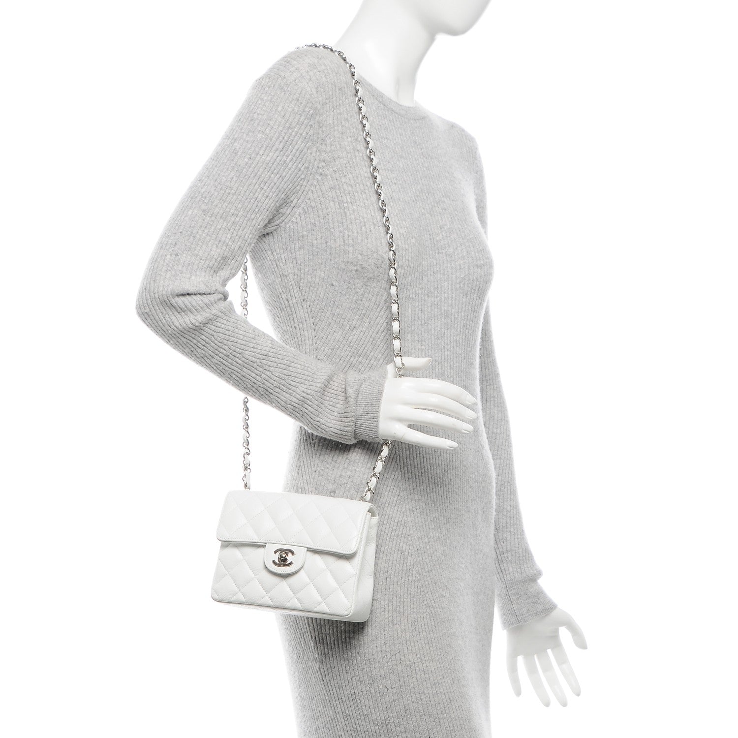 Chanel Caviar Quilted Mini Square Flap White 2 of 7