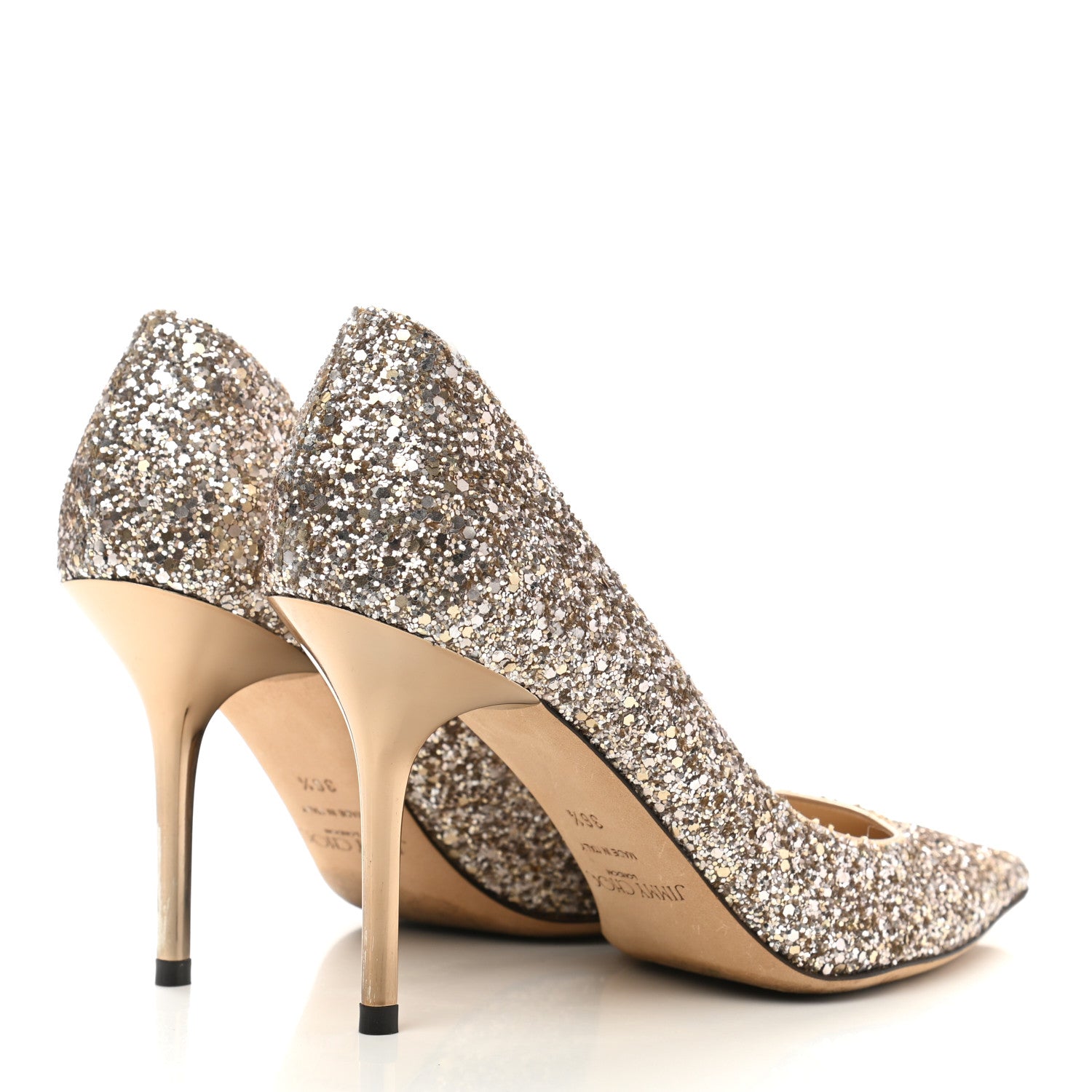 Jimmy Choo Coarse Glitter Fabric Agnes 85 Pumps 36.5 Ballet Pink 4 of 7