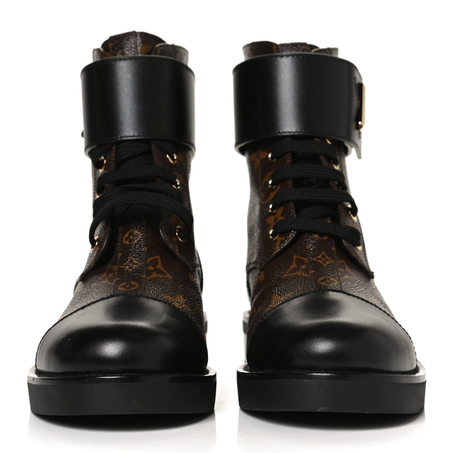 Calfskin Monogram Wonderland Flat Ranger Boots 37 Black