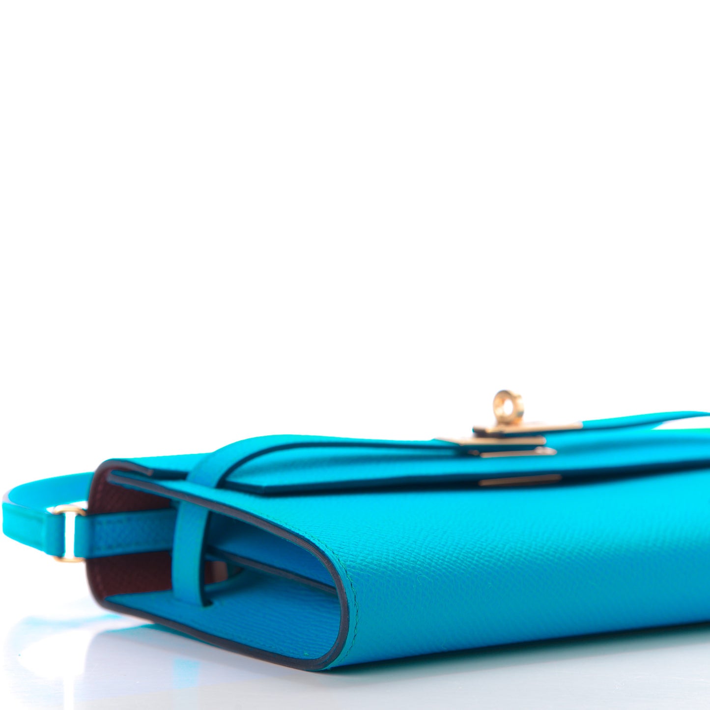 Epsom Kelly Wallet To Go Bleu Frida Bordeaux