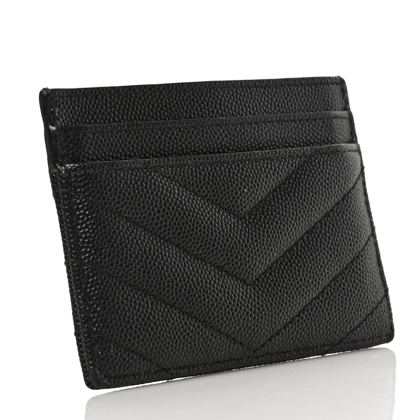 Grain De Poudre Matelasse Chevron Monogram Credit Card Case Black