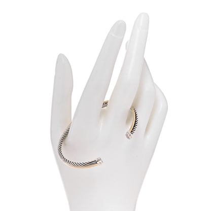 David Yurman Sterling Silver 18K Yellow Gold 3mm Crossover Cuff Bracelet 2 of 4