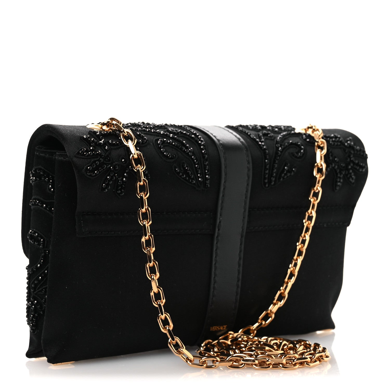 Versace Satin Crystal Mini Kleio Crossbody Bag Black 3 of 11