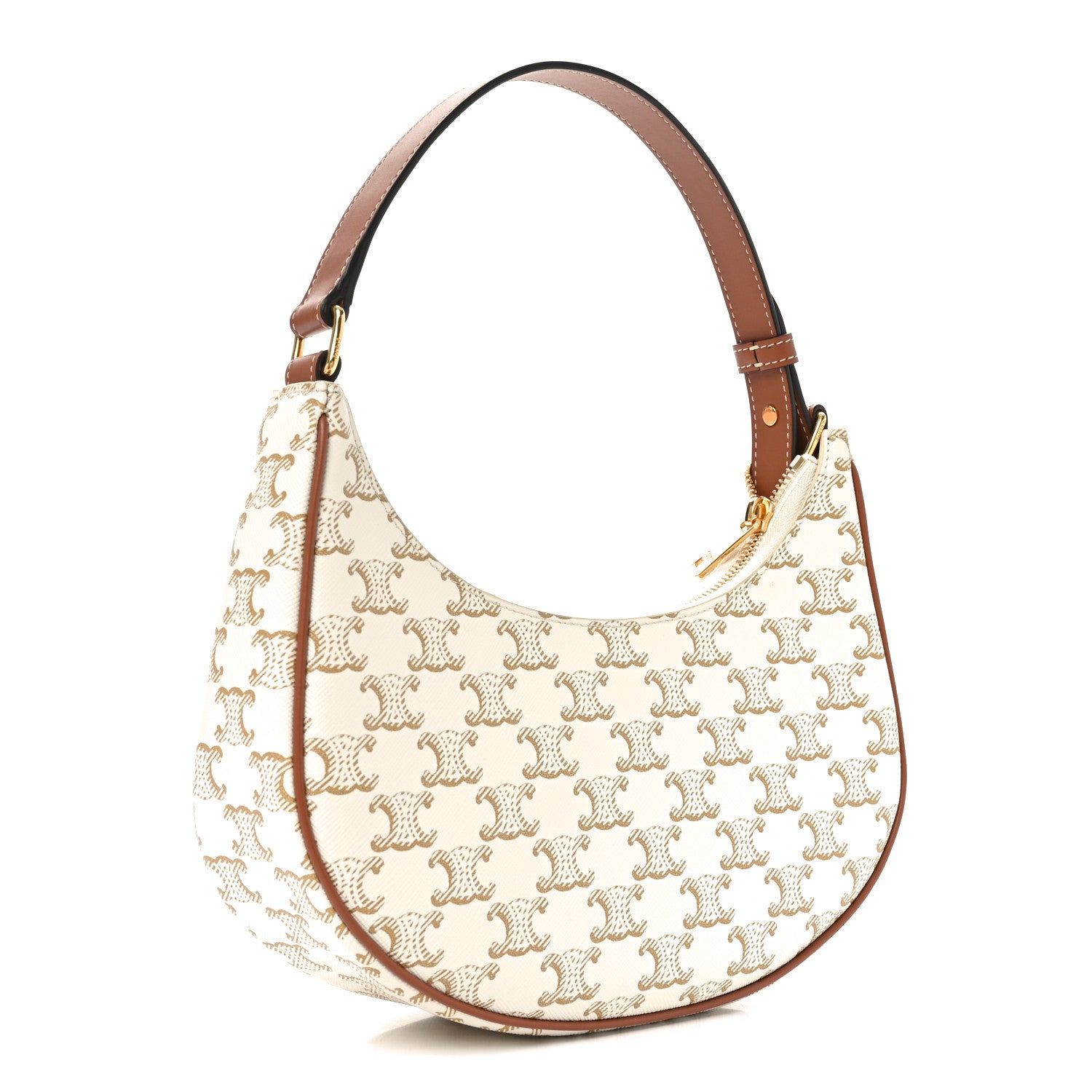 Celine Canvas Calfskin Ava Triomphe Shoulder Bag White 3 of 11