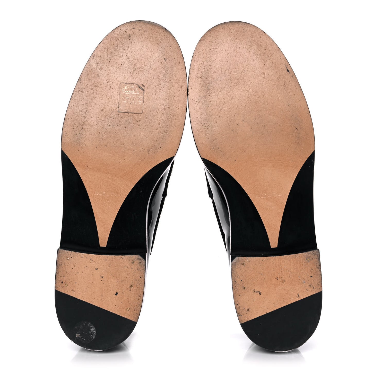 Patent Calfskin Logo Loafers 40 Black