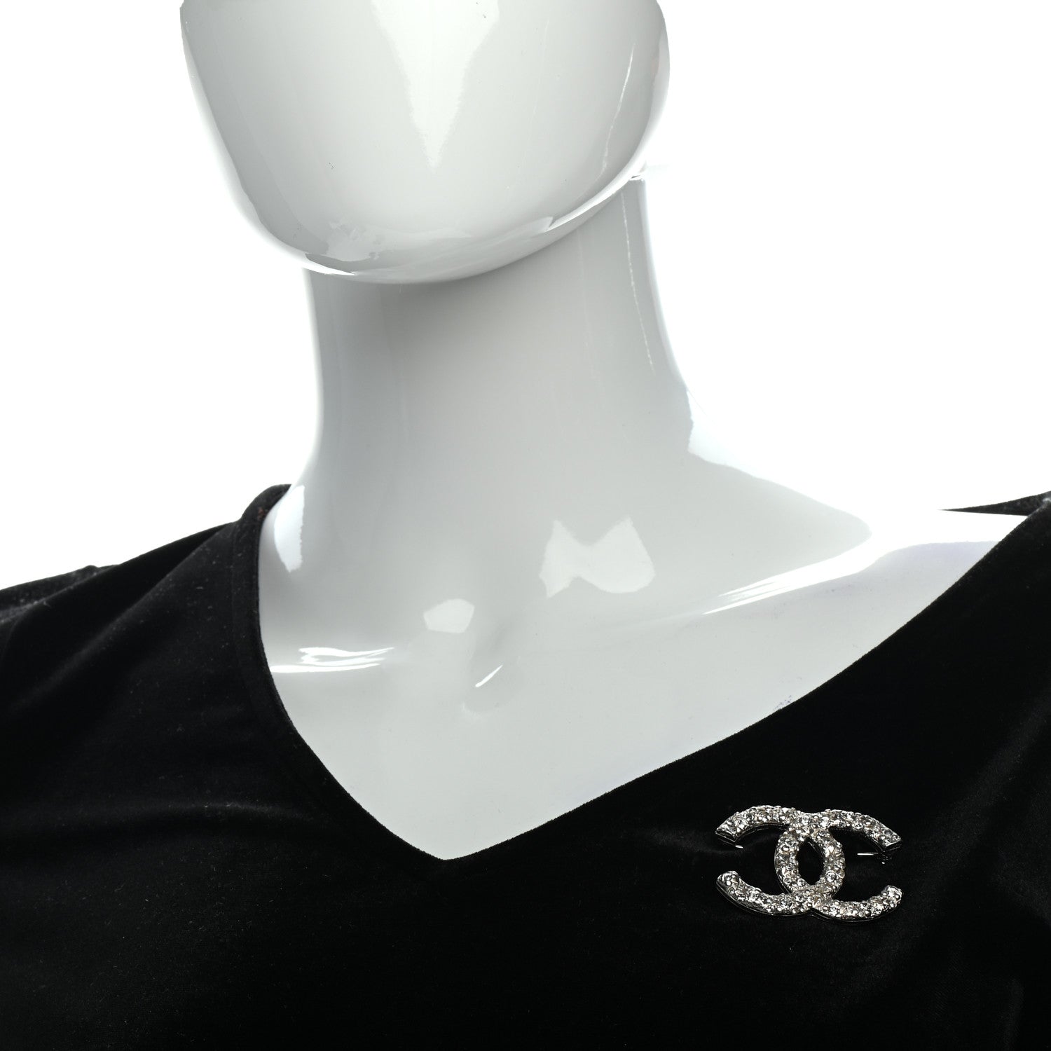Chanel Swarovski Crystal Large CC Brooch Silver 2 of 4