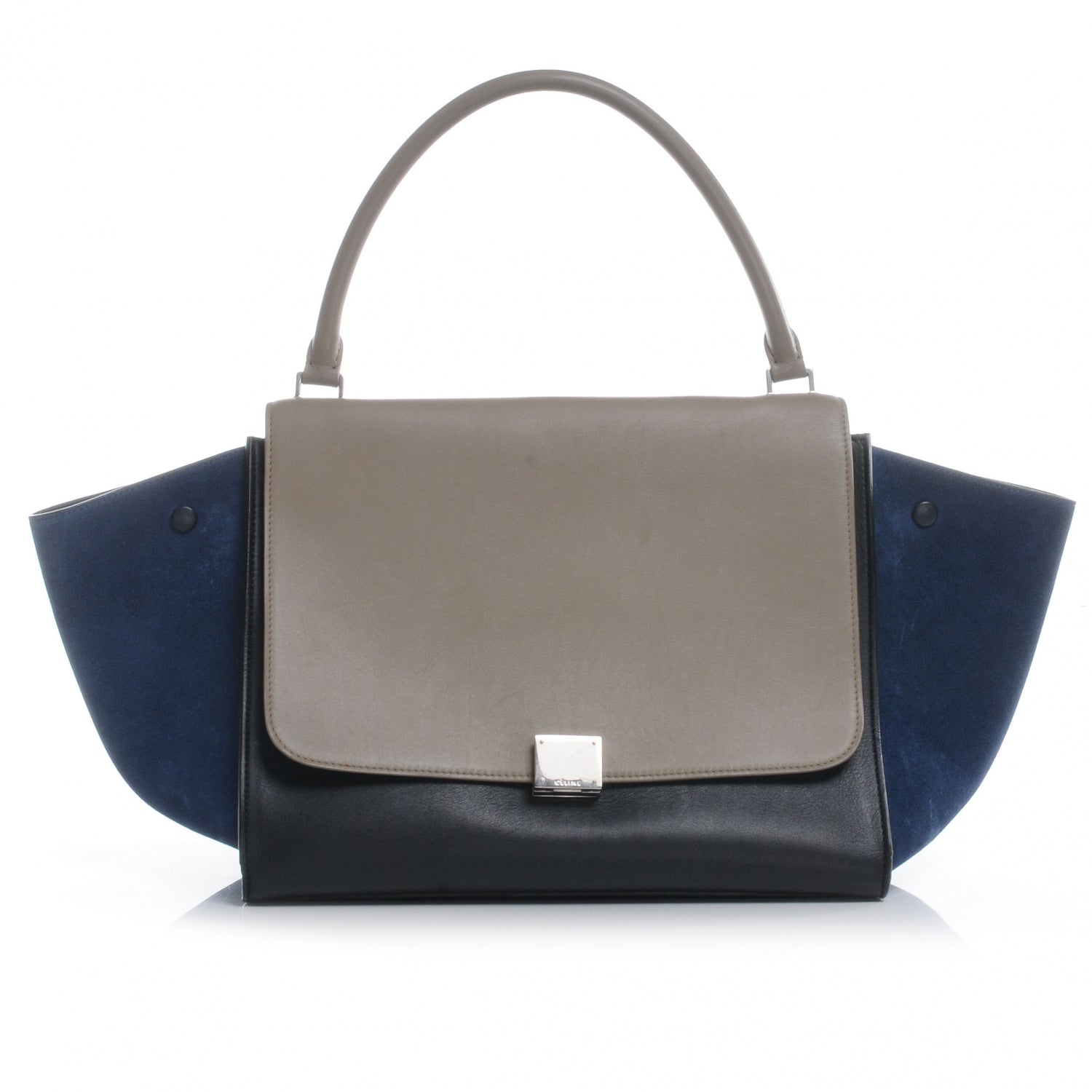 Celine Calfskin and Suede Large Tri-Color Trapeze Royal Blue 1 of 7