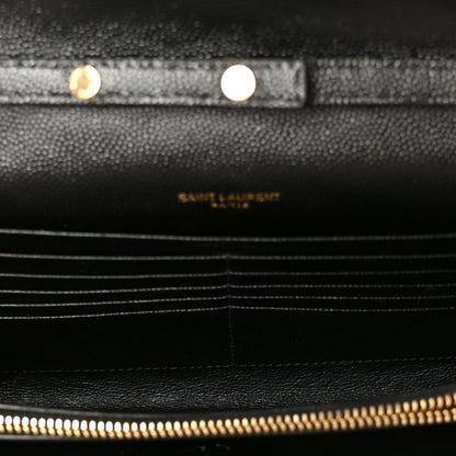 Saint Laurent Grain De Poudre Matelasse Chevron Monogram Chain Wallet Black 4 of 9