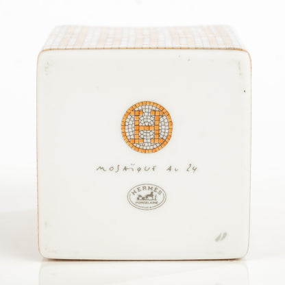 Hermes Porcelain Small Mosaique Au 24 Sugar Box 8 of 10