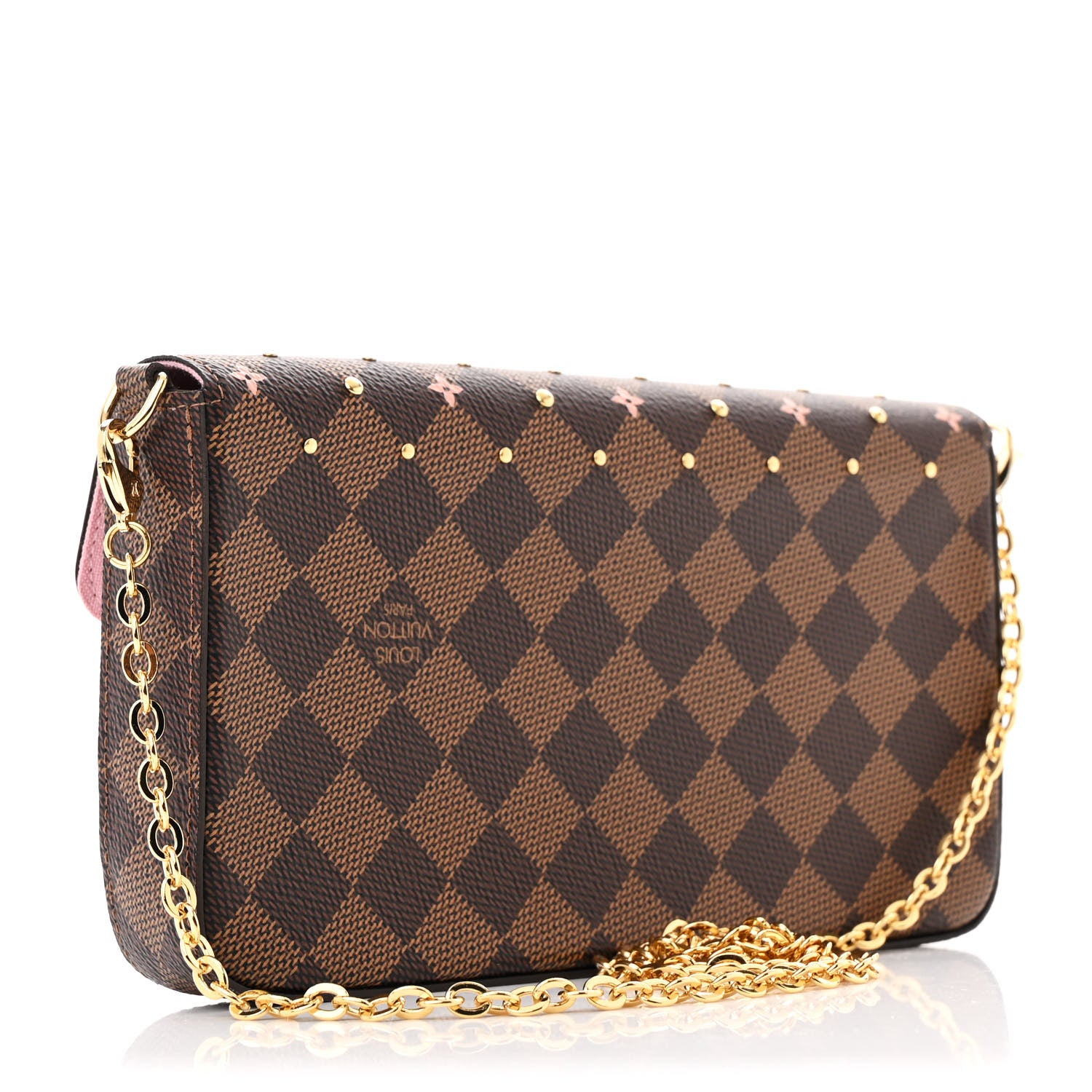 Louis Vuitton Damier Ebene Studded Pochette Felicie Chain Wallet 4 of 13