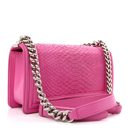 Chanel Matte Snakeskin Medium Boy Flap Pink 3 of 11