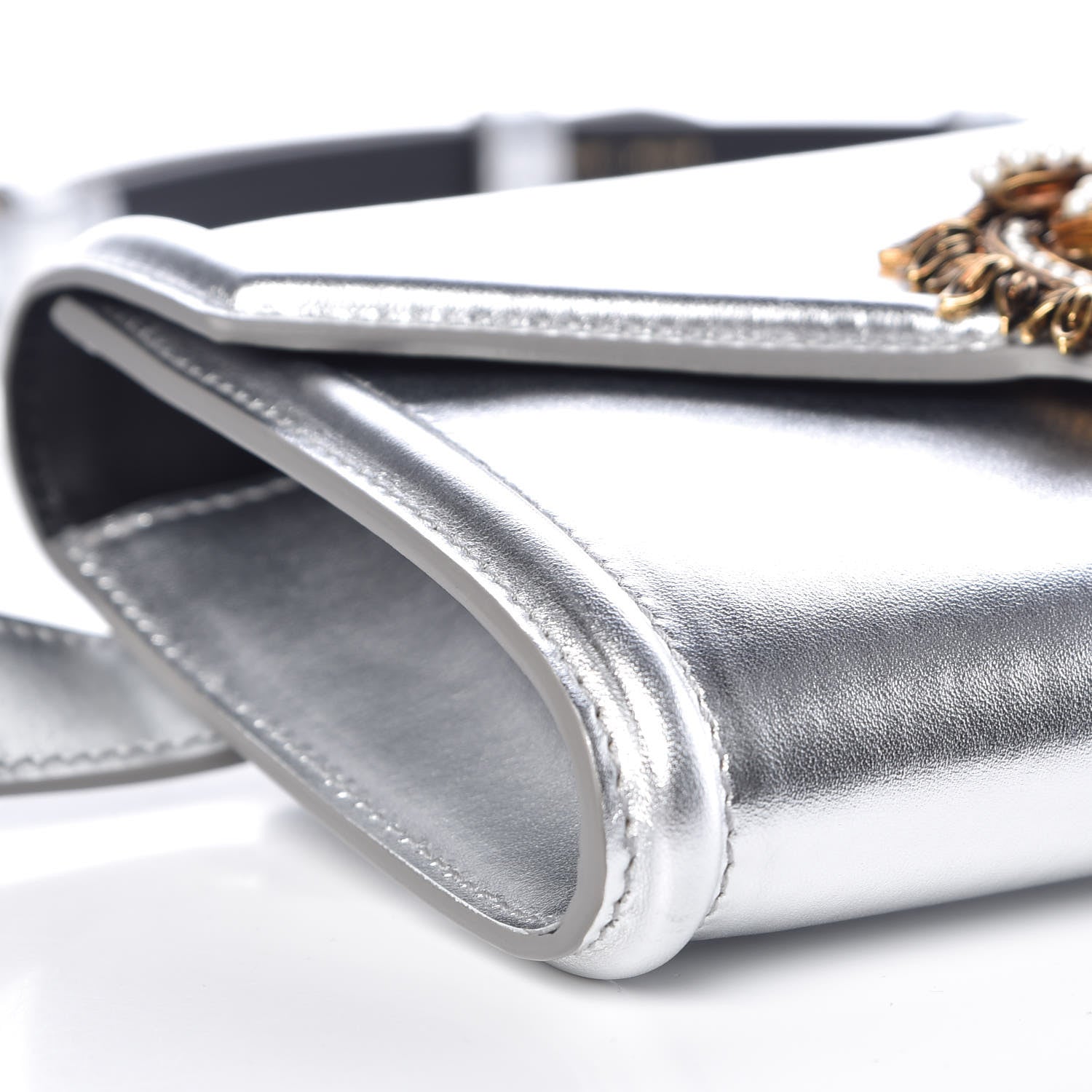 Dolce & Gabbana Metallic Agnello Vitello Devotion Belt Bag Silver 7 of 9