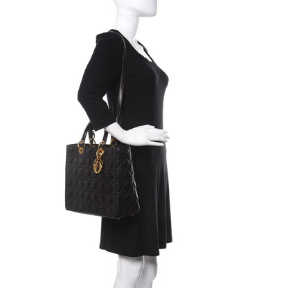 Christian Dior Lambskin Cannage Large Lady Dior Black 2 of 12