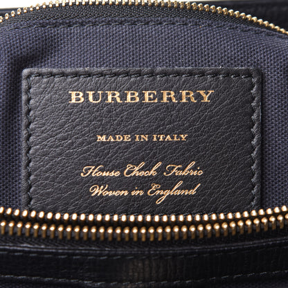 Burberry Grainy Calfskin House Check Medium Banner Tote Black 5 of 12