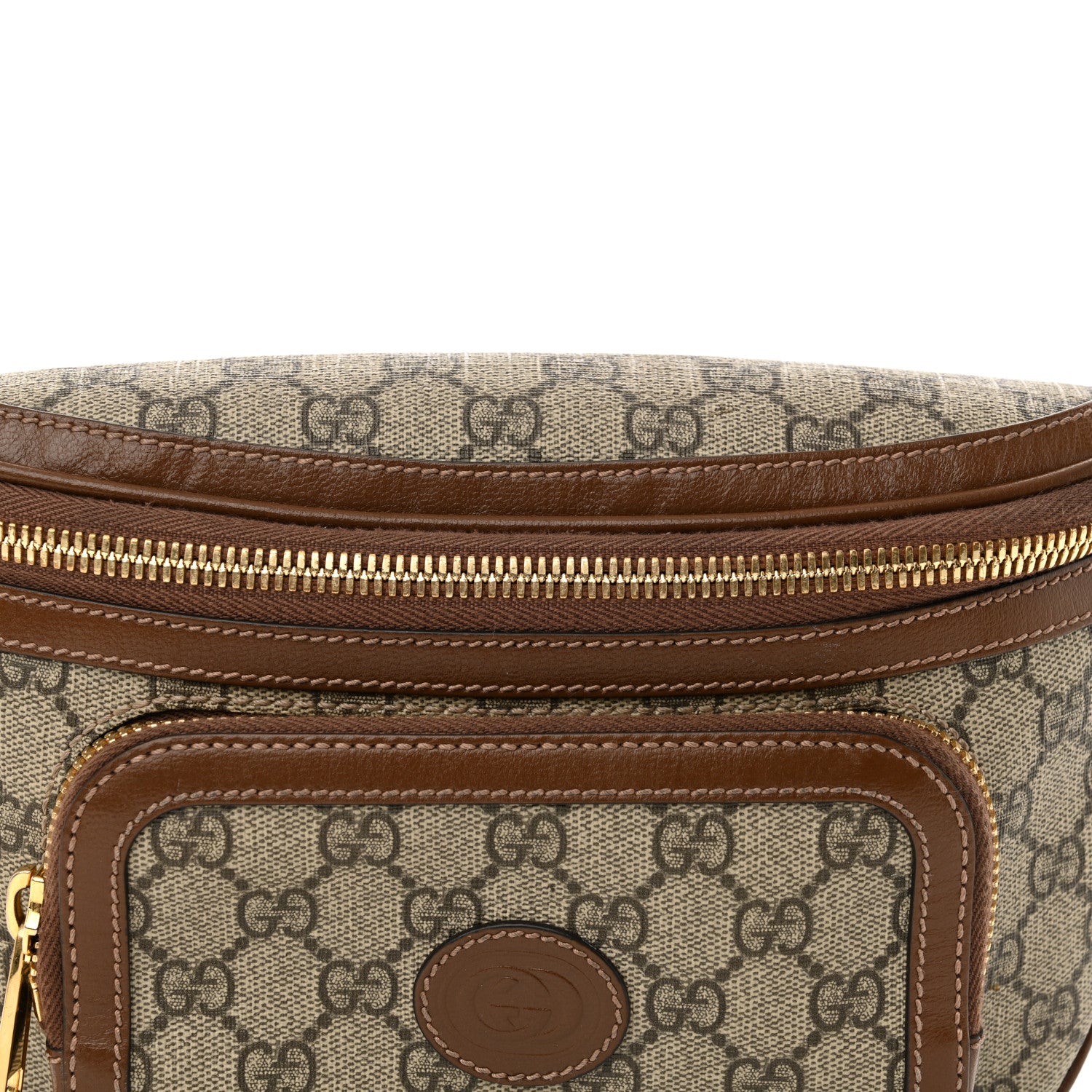 Gucci GG Supreme Monogram Textured Calfskin Retro Interlocking G Belt Bag Beige Ebony Brown Sugar 8 of 10