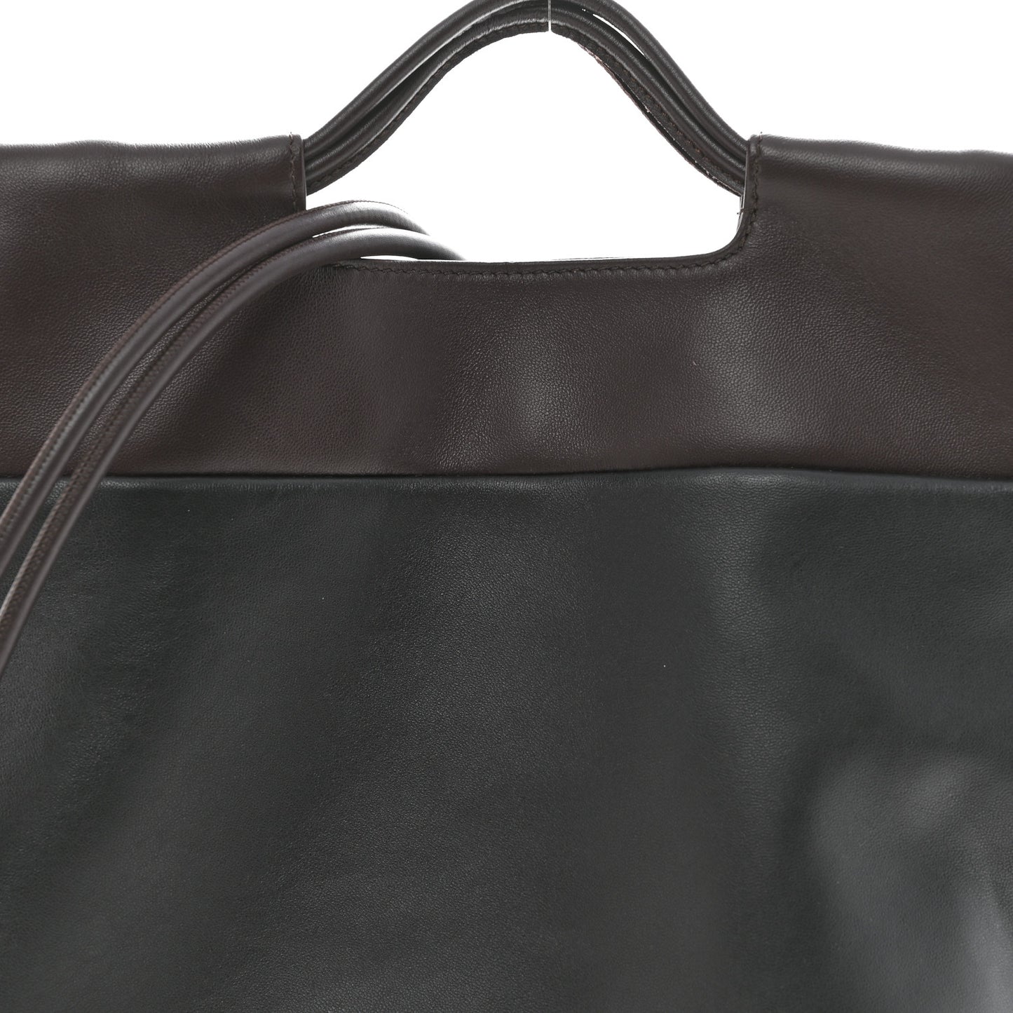 Mellow Nappa Lambskin Flamenco Tote Bag Black Dark Chestnut