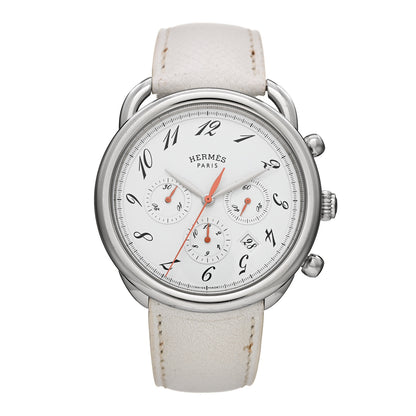 Hermes Stainless Steel Epsom 43mm Arceau Chronograph Automatic Watch Blanc 1 of 4
