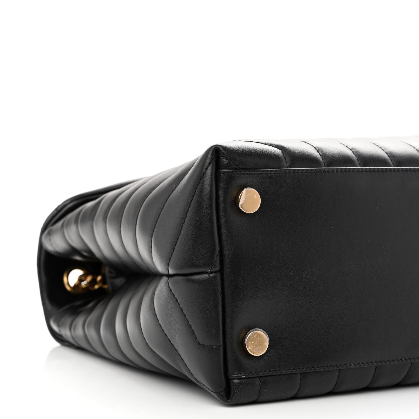 Calfskin Y Quilted Monogram Large Loulou Chain Satchel Black