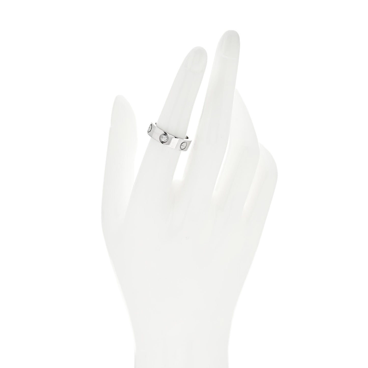 18K White Gold 3 Diamond 5.5mm LOVE Ring 52 6
