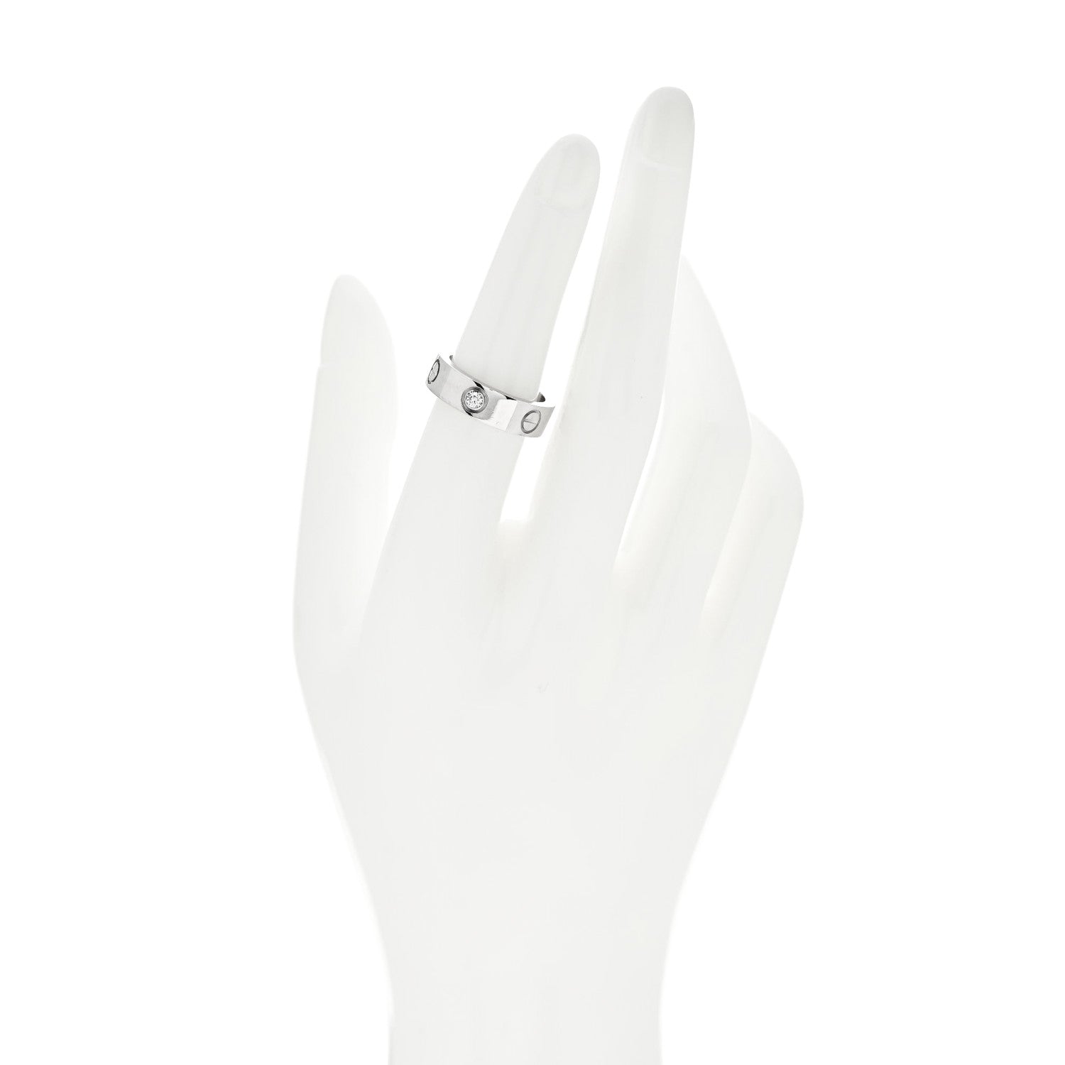 Cartier 18K White Gold 3 Diamond 5.5mm LOVE Ring 52 6 2 of 5
