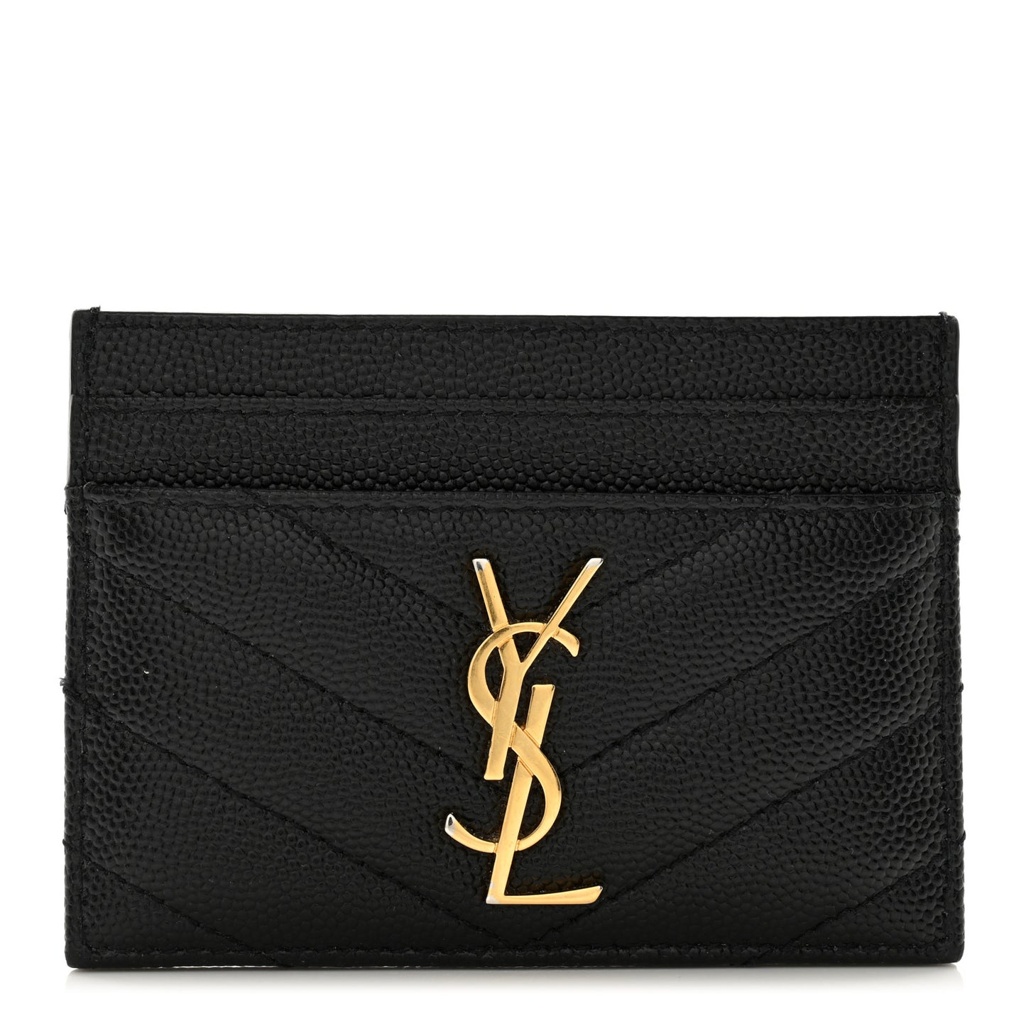 Grain De Poudre Matelasse Chevron Monogram Credit Card Case Black