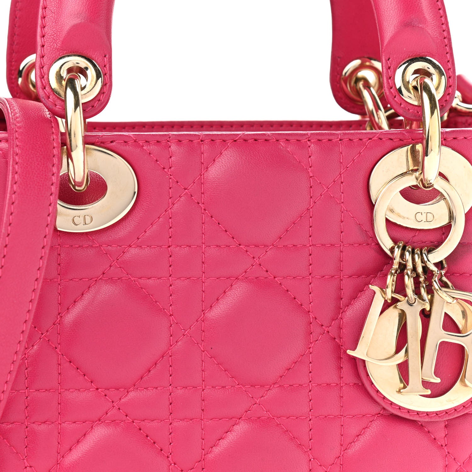 Christian Dior Lambskin Cannage Mini Lady Dior Fuchsia 7 of 11