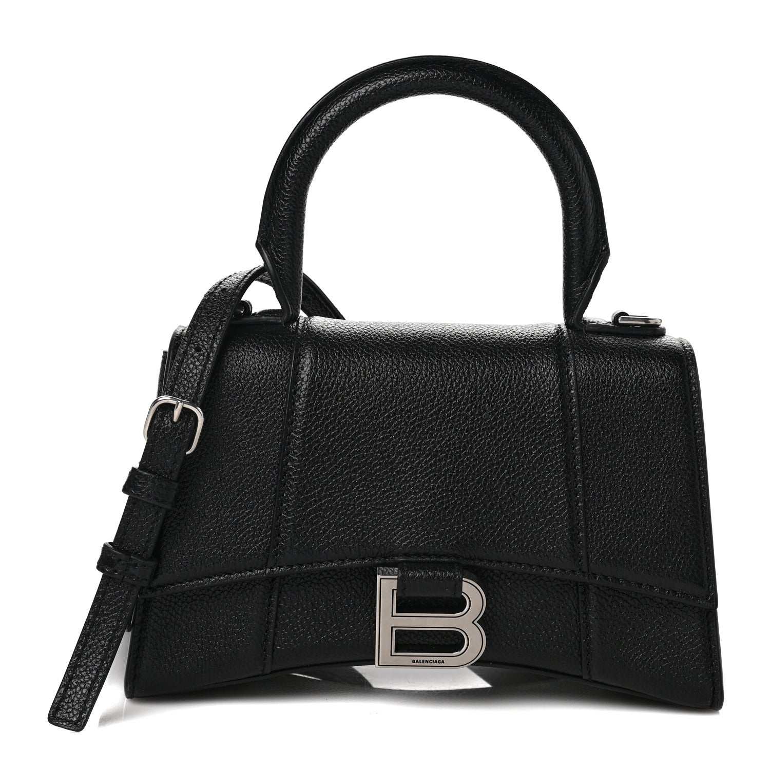 Balenciaga Grained Calfskin Hourglass Top Handle Bag XS Black 1 of 9