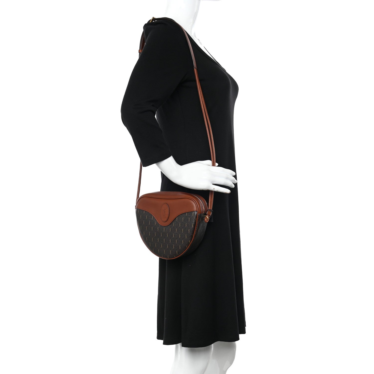 Saint Laurent Canvas Smooth Calfskin Le Monogramme Coeur Crossbody Chestnut 2 of 9