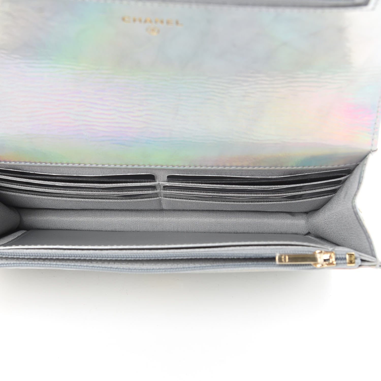 Chanel Iridescent Goatskin Quilted Wallet On Chain WOC Silver 5 of 12