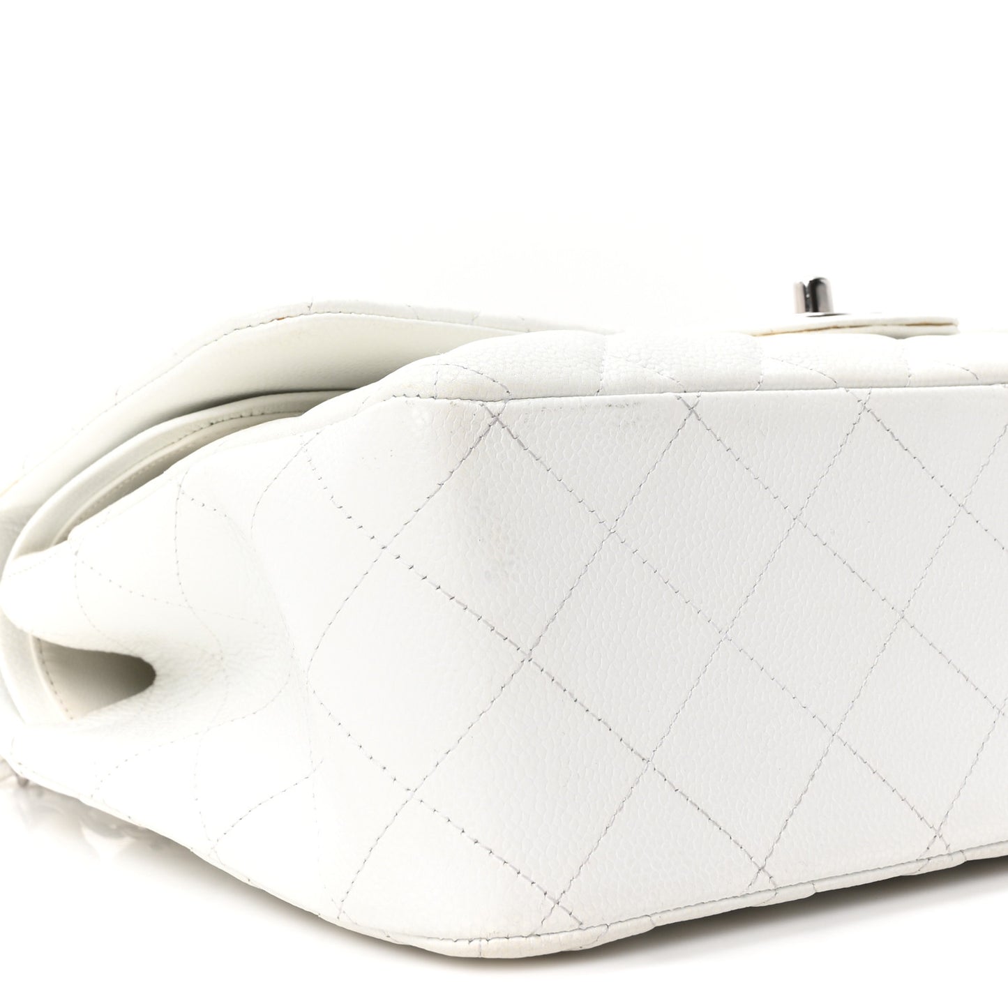 Caviar Quilted Jumbo Double Flap White