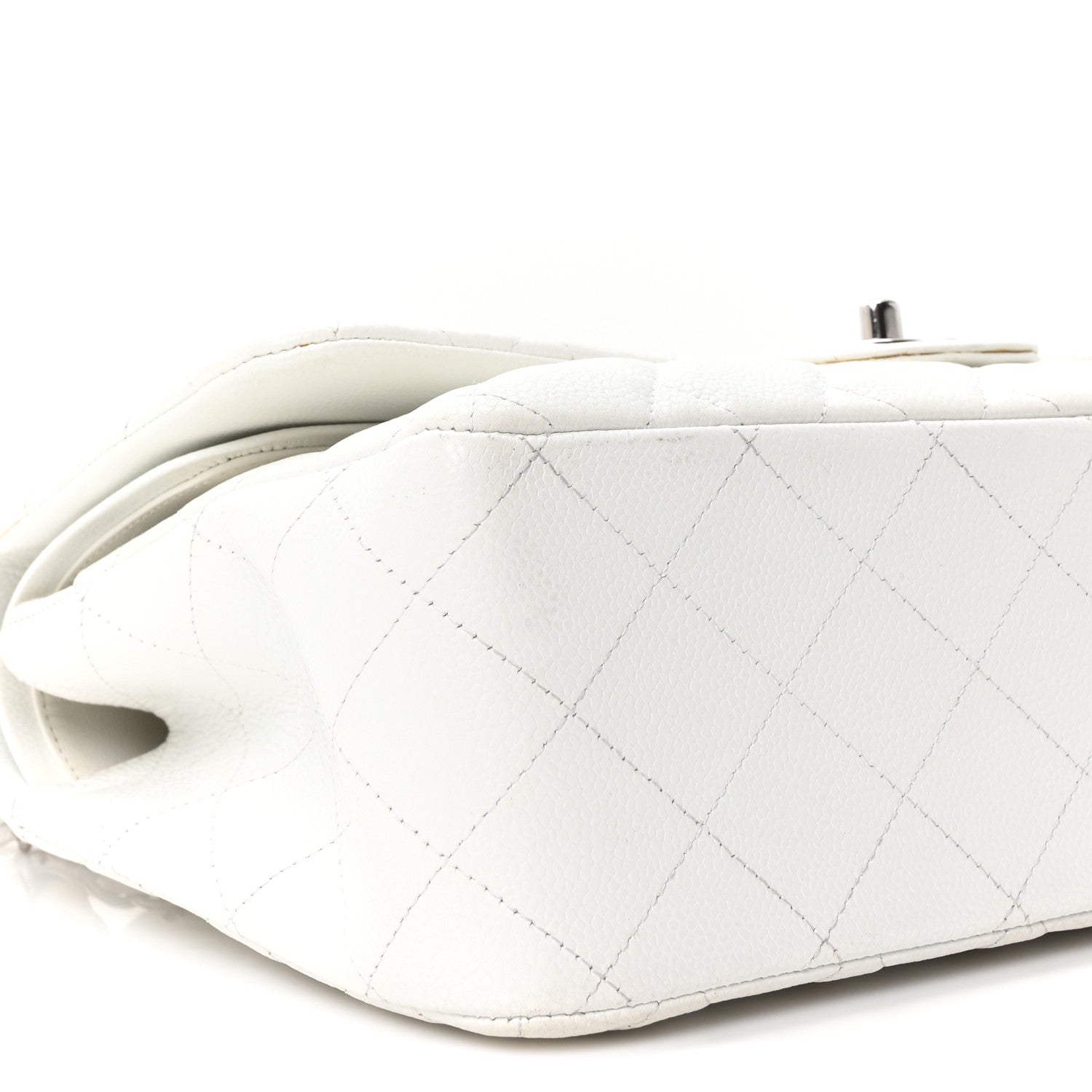Chanel Caviar Quilted Jumbo Double Flap White 9 of 10
