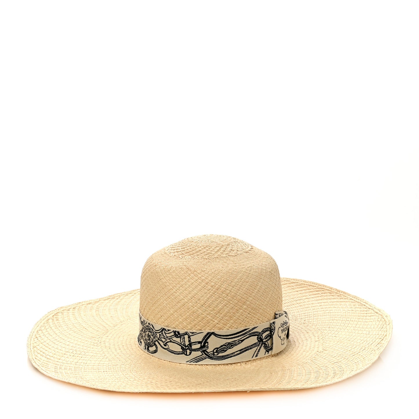 Straw Brides De Gala Panama Carrousel Hat 58 Naturel Ecru Black