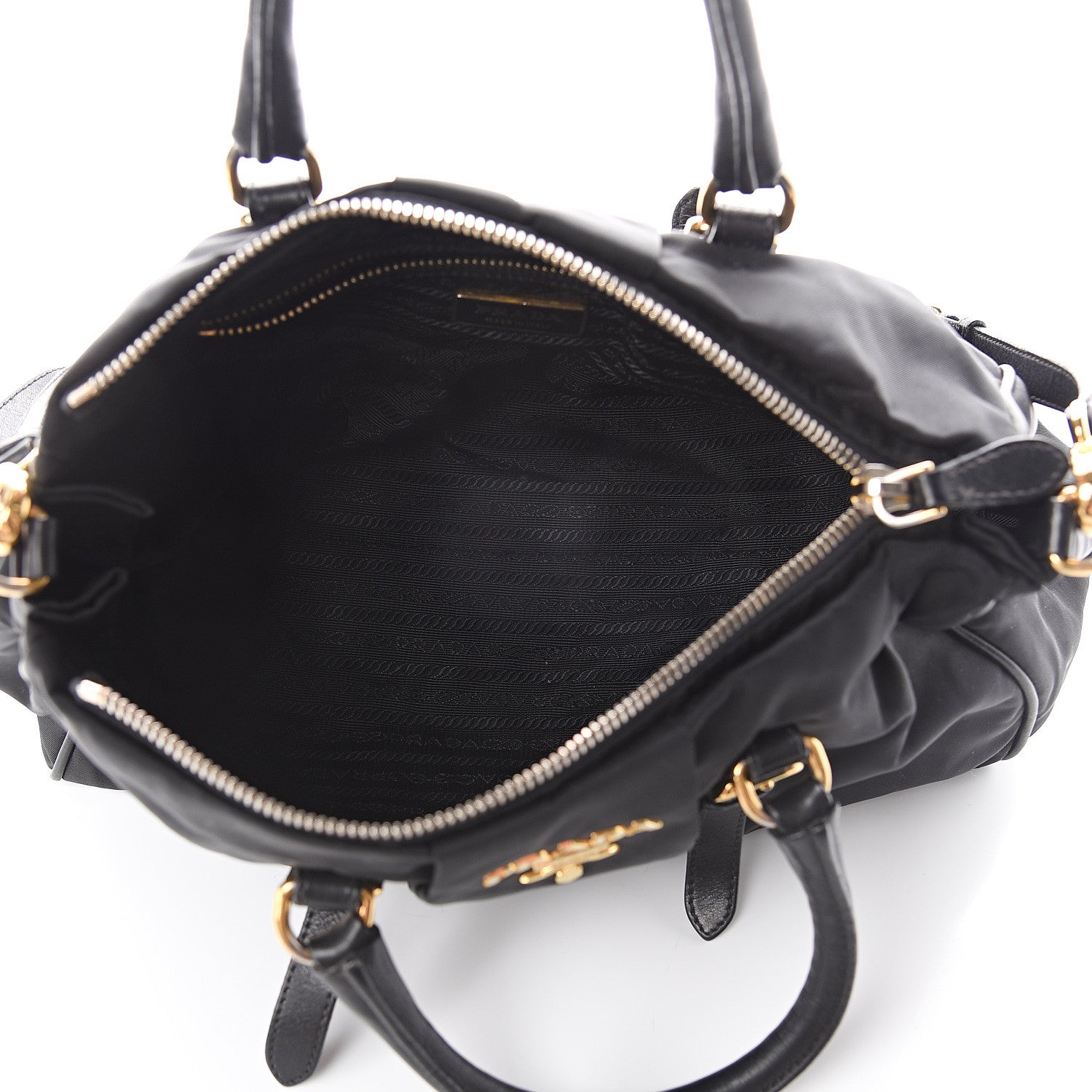 Prada Tessuto Nylon Vitello Daino Tote Black 4 of 8