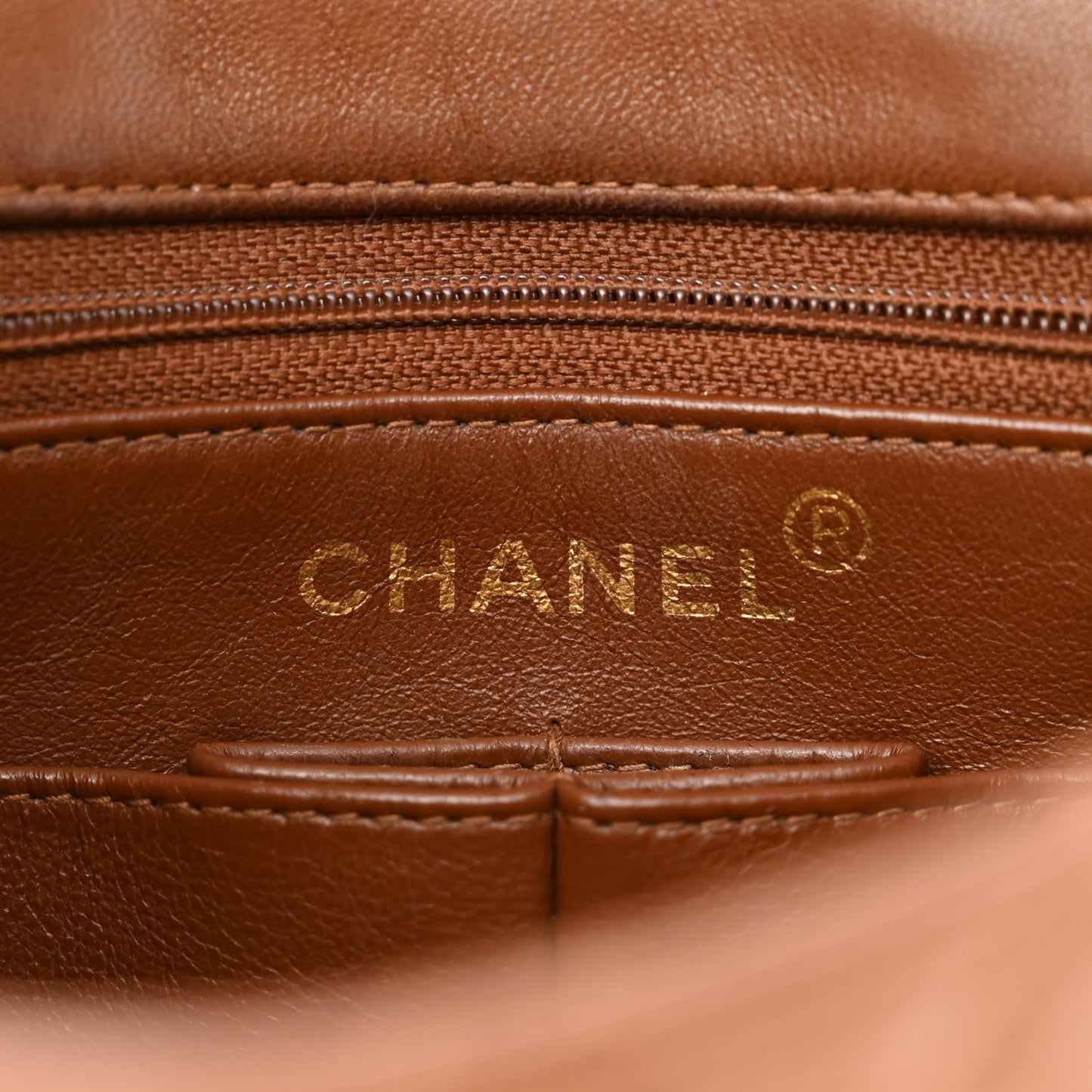 Lambskin Quilted Small Single Flap Brown