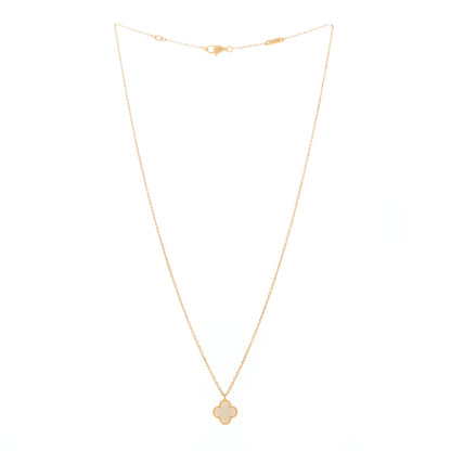 Van Cleef & Arpels 18K Yellow Gold Mother of Pearl Sweet Alhambra Pendant Necklace 3 of 5