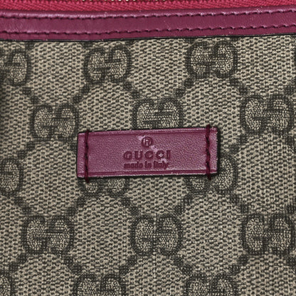 Gucci GG Supreme Monogram Selleria Calfskin Medium Carry On Duffle Bag Beige Ebony Peonia Flower 7 of 13
