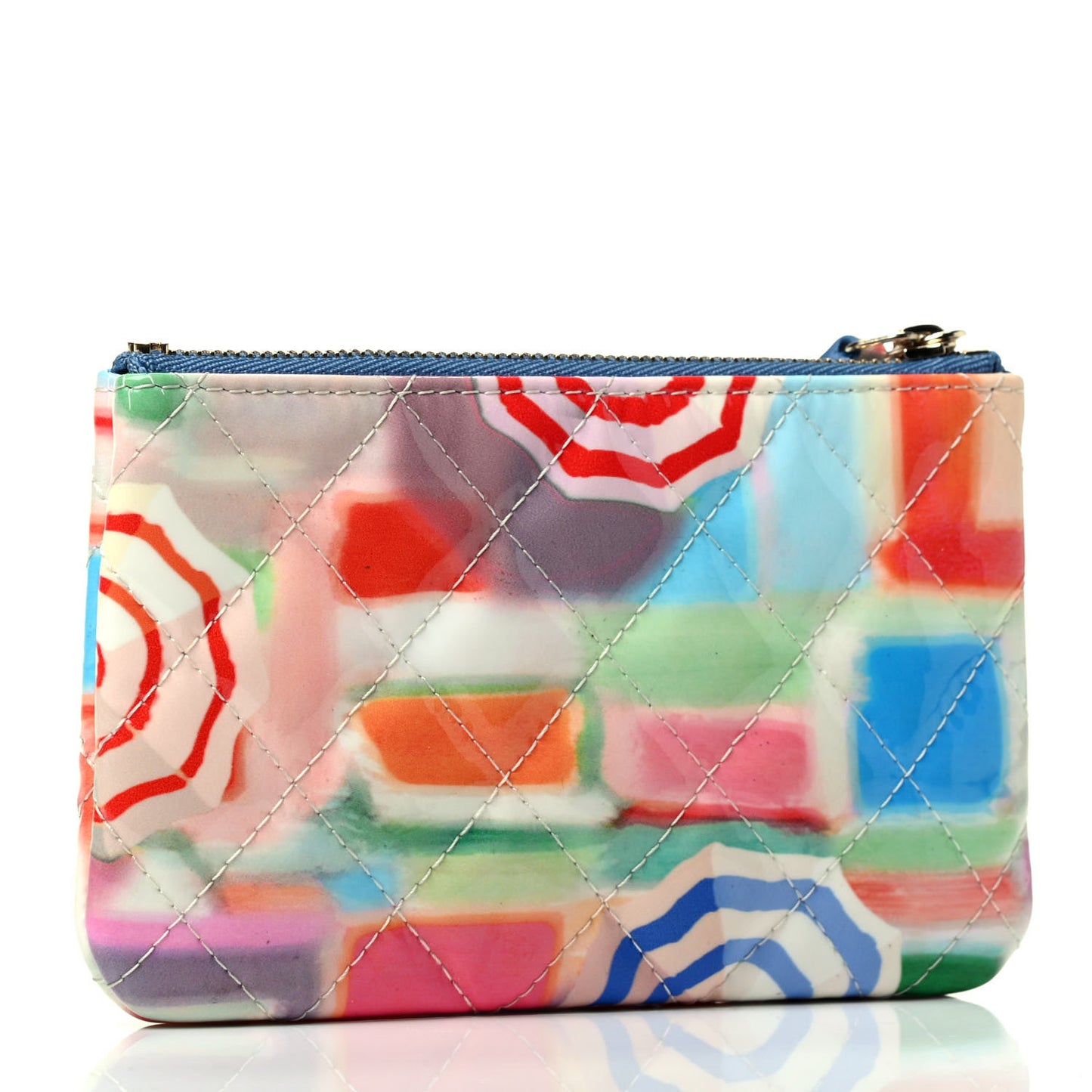 Patent Calfskin Printed Quilted Small Cosmetic Case Multicolor