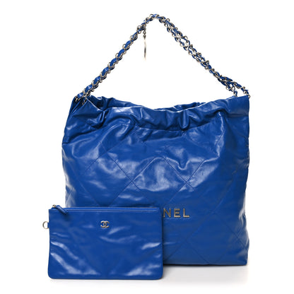 Chanel Shiny Calfskin Quilted Chanel 22 Blue 3 of 12
