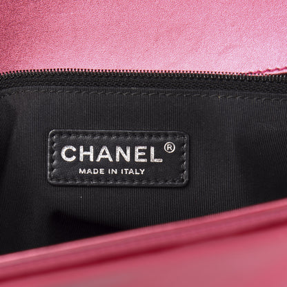 Chanel Metallic Patent Quilted New Medium Boy Flap Fuchsia 7 of 12