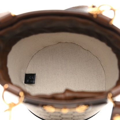 Gucci GG Supreme Monogram Azalea Sakai Calfskin Small Horsebit 1955 Drawstring Bucket Bag Beige Ebony Brown Sugar 5 of 10
