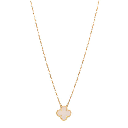 Van Cleef & Arpels 18K Yellow Gold Mother of Pearl Vintage Alhambra Pendant Necklace 1 of 5