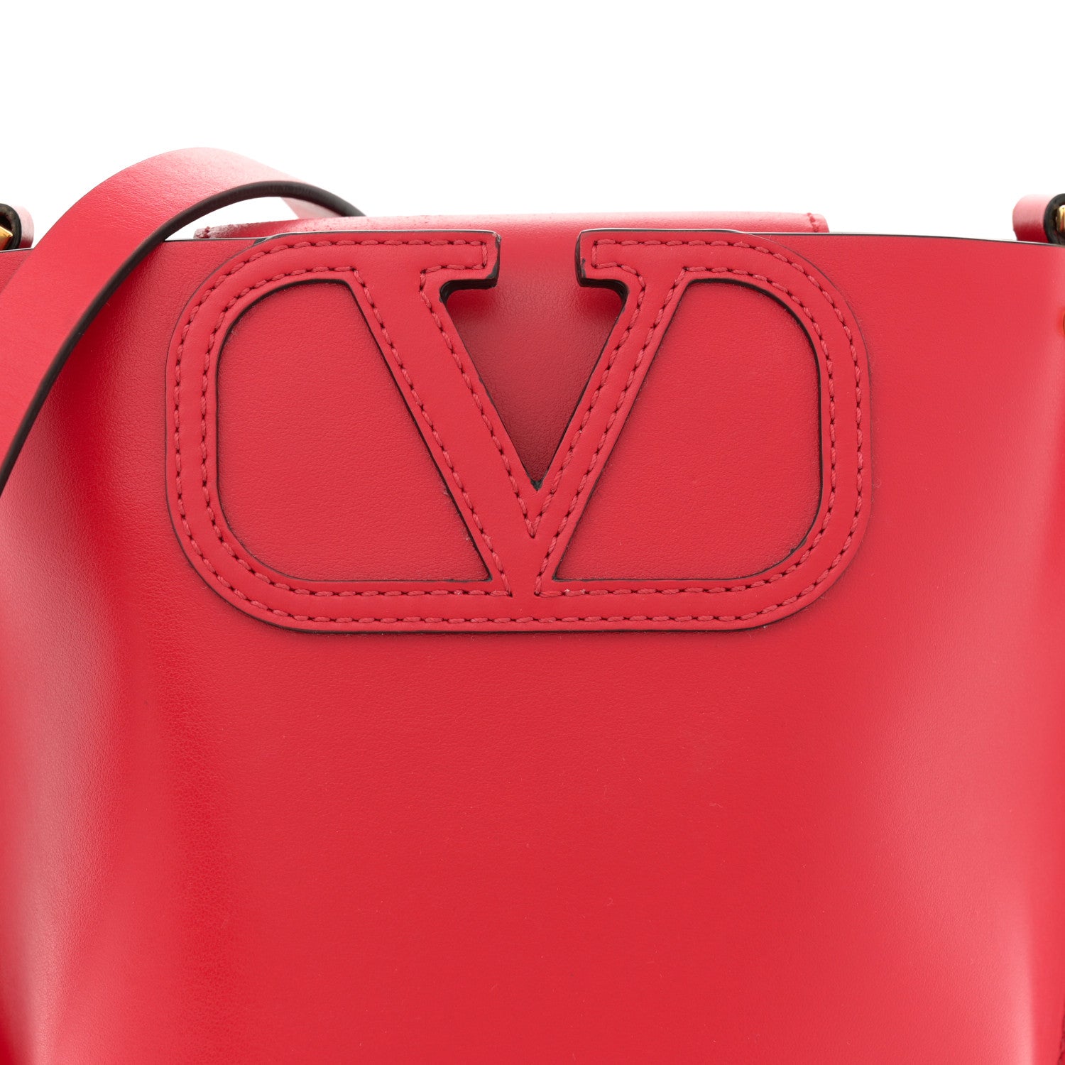 Valentino Garavani Calfskin Vlogo Bucket Bag Rouge Pur 7 of 10