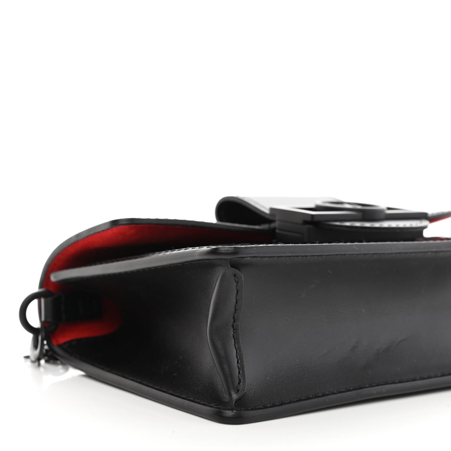 Patent Calfskin Laced Monogram Dauphine Chain Wallet Black