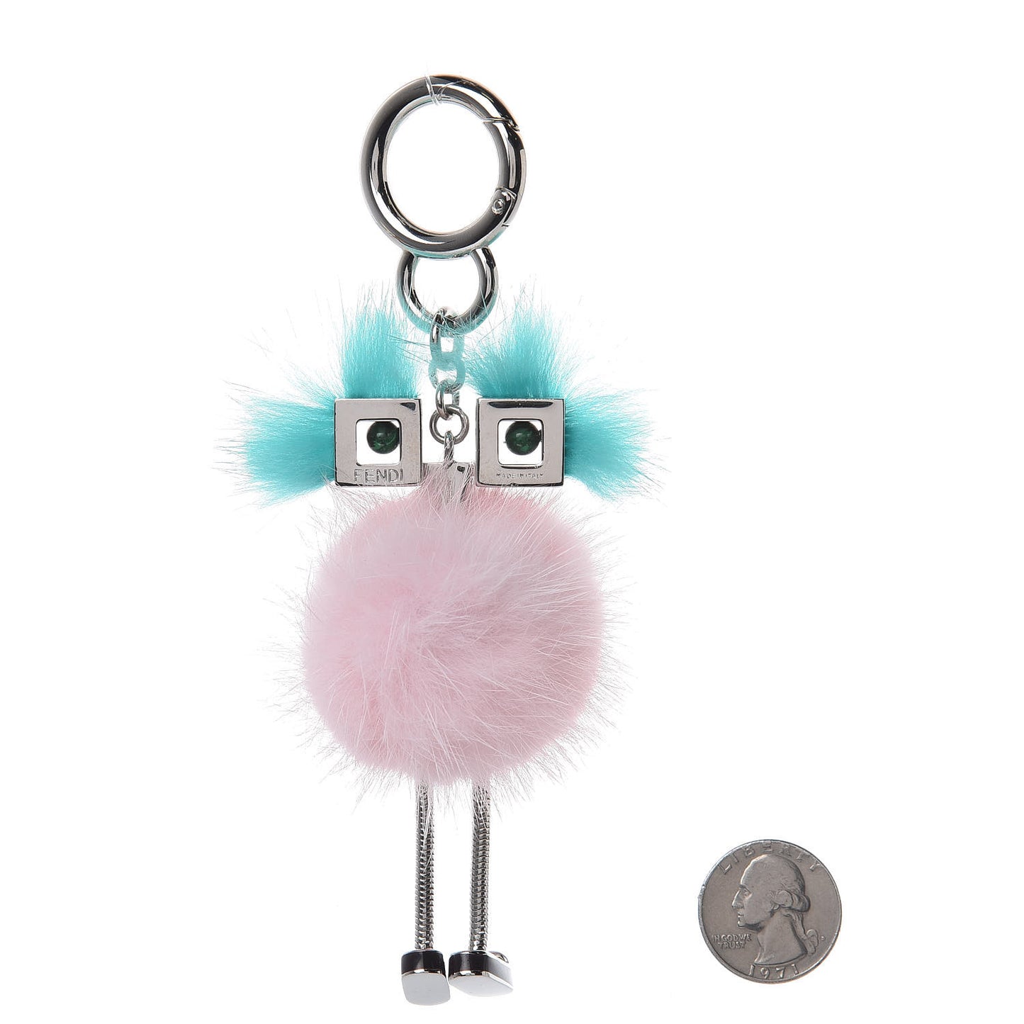 Mink Fur Hypnoteyes Chick Pom Pom Bag Charm Pink Light Blue