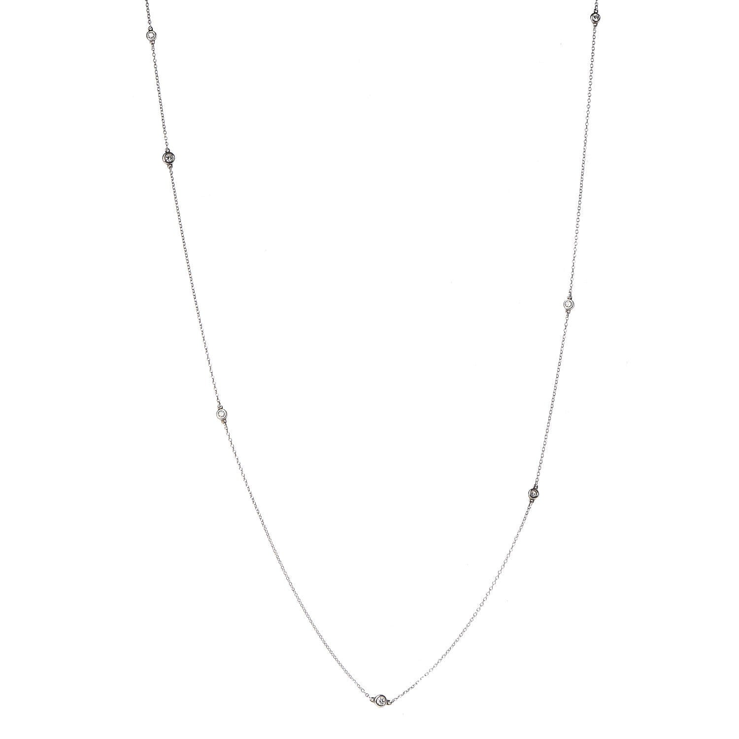 Tiffany Sterling Silver Diamond .21ctw Elsa Peretti Diamonds by the Yard Seven Station Necklace 1 of 7