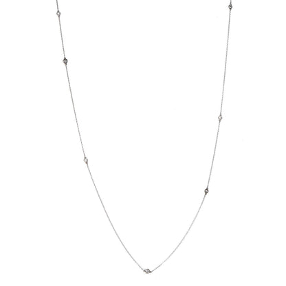 Tiffany Sterling Silver Diamond .21ctw Elsa Peretti Diamonds by the Yard Seven Station Necklace 1 of 7