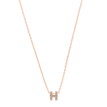 Hermes Lacquered Rose Gold Mini Pop H Pendant Necklace Marron Glace 1 of 6