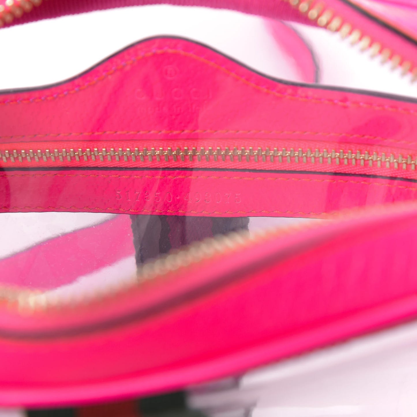 Vinyl Web Mini Ophidia Transparent Shoulder Bag Fluorescent Fuchsia