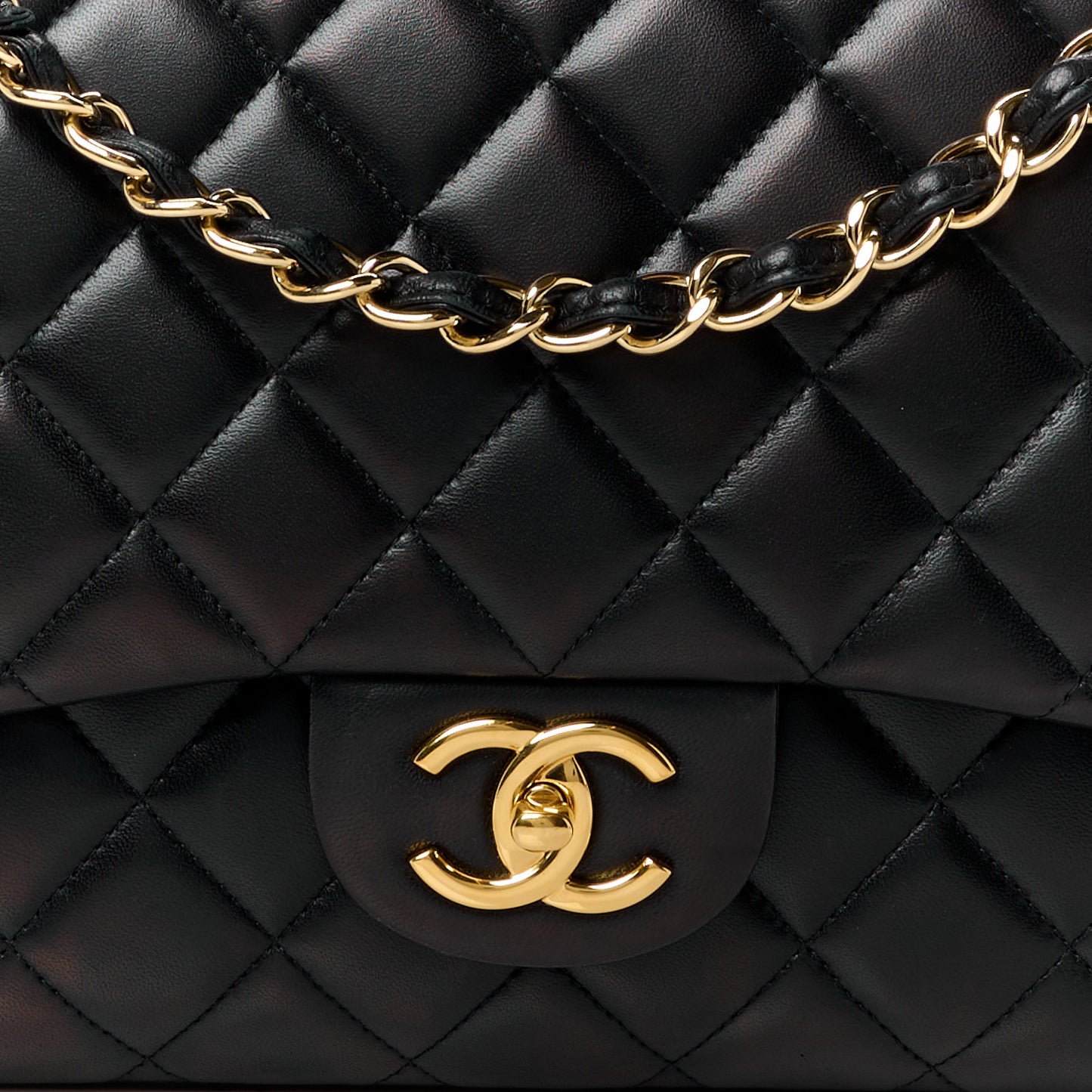 Lambskin Quilted Maxi Double Flap Black