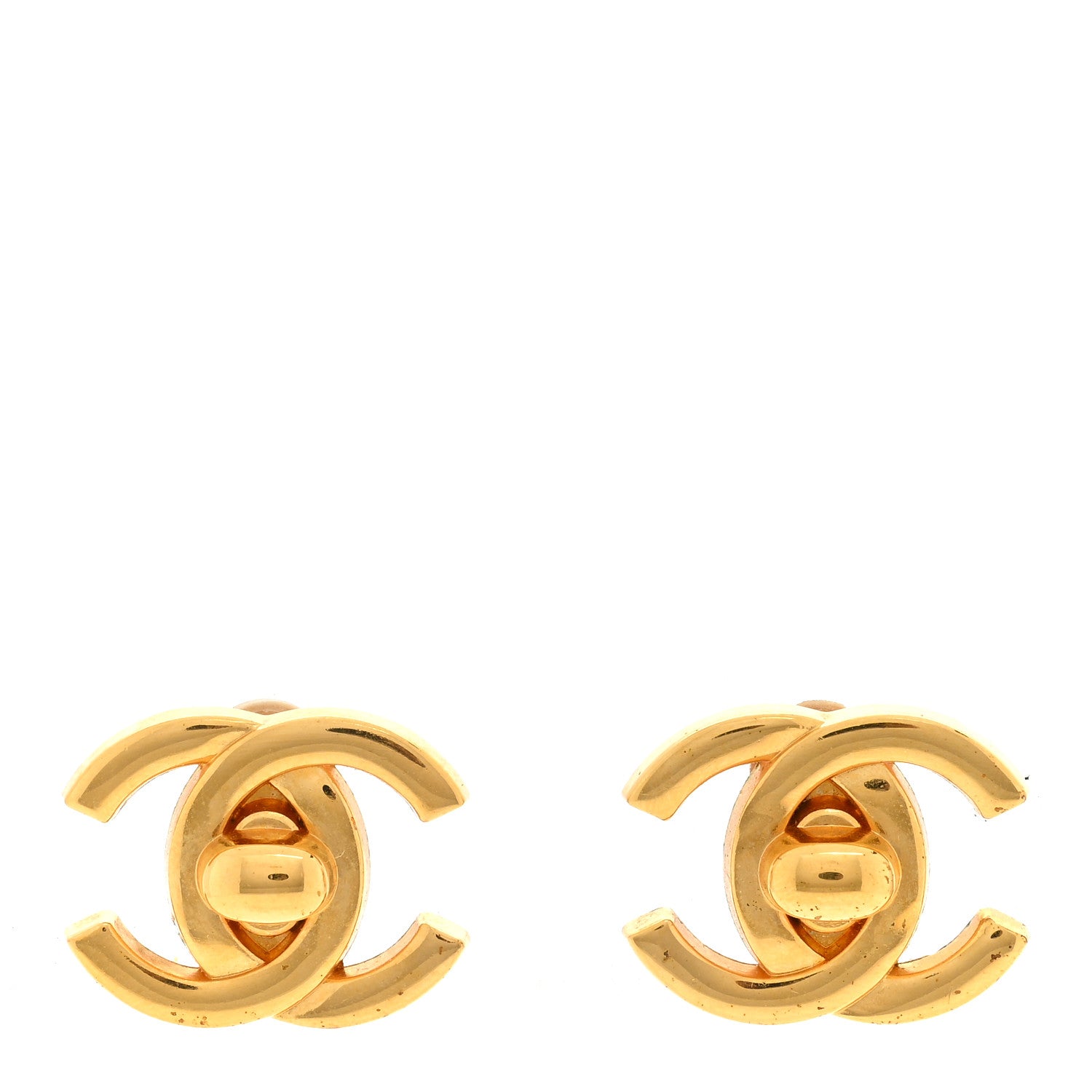Chanel Metal CC Turnlock Clip On Earrings Gold 1 of 4